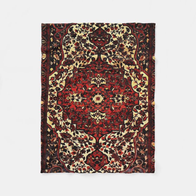 Couverture Polaire Regard de tapis de Perse dans rouge foncé et crème (Devant)