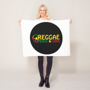 Couverture Polaire Reggae art avec des mots positifs Paix et Amour