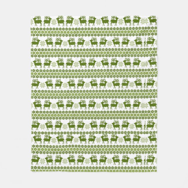 Couverture Polaire Reindeer nordique & Snowflakes (Devant)