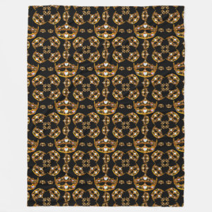 Couverture Polaire Reine coeurs or couronne tiara noir polaire
