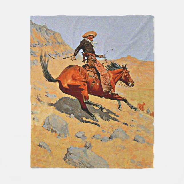 Couverture Polaire Remington - Le Cowboy, célèbre tableau (Devant)