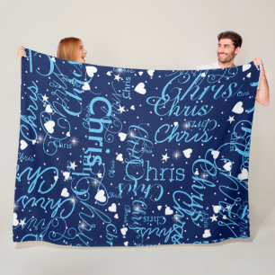 Couverture Polaire Remplacez votre nom modèle girly blue