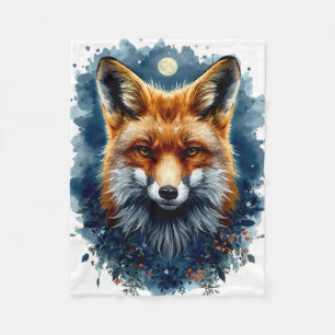 Couverture Polaire Renard Aesthetic Lune Forestière Aquarelle