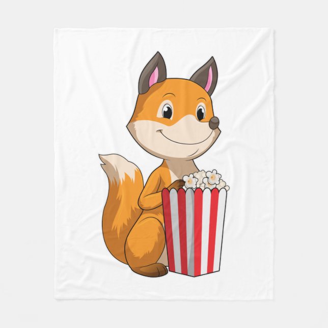 Couverture Polaire Renard avec Popcorn (Devant)