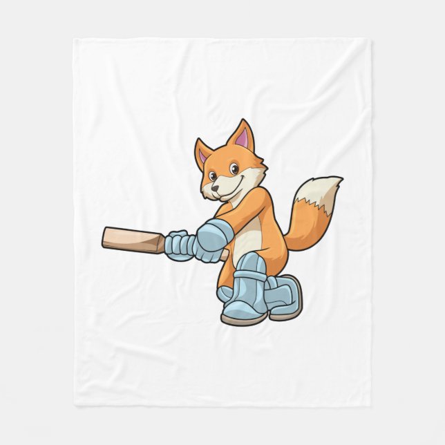 Couverture Polaire Renard comme batteur avec chauve-souris de cricket (Devant)