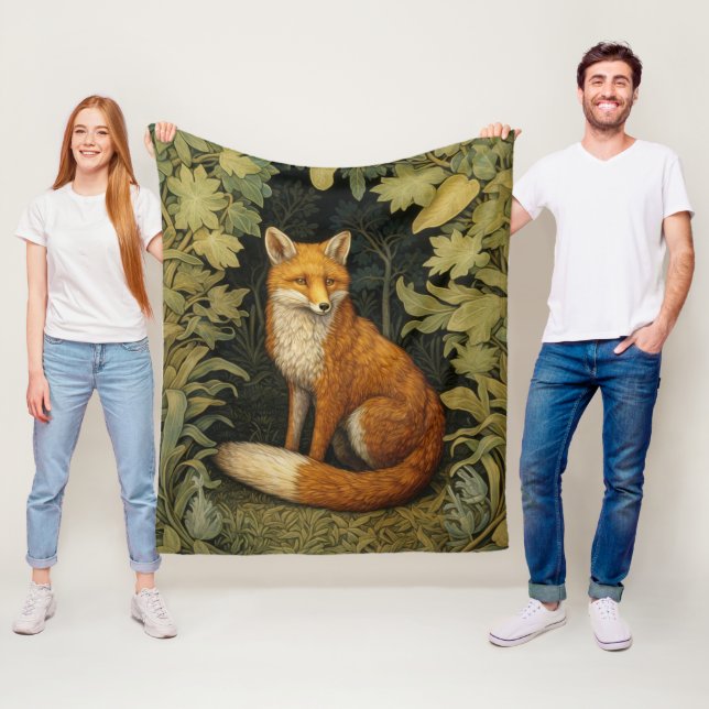 Couverture Polaire Renard dans la forêt, style Art nouveau (En situation)