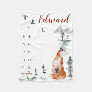 Couverture Polaire Renard de forêt de région boisée d'aquarelle
