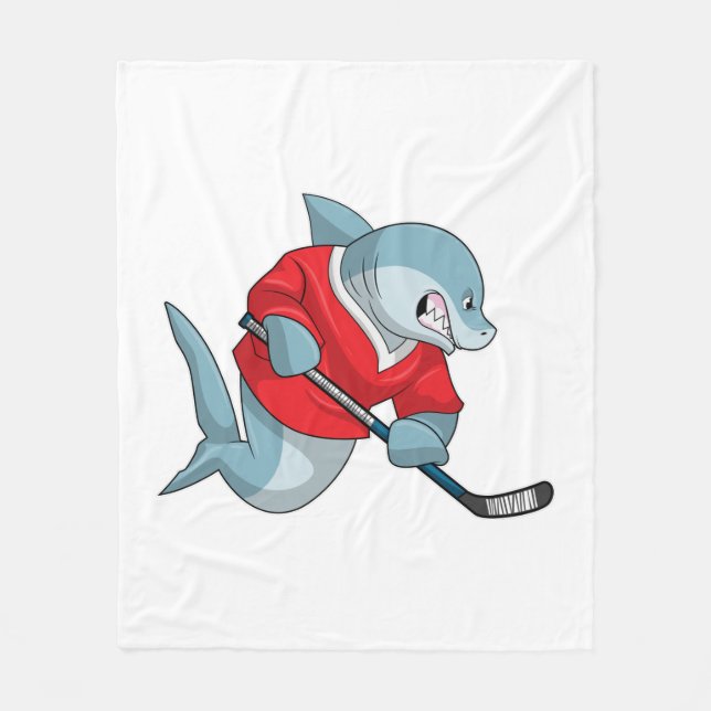 Couverture Polaire Requin au hockey sur glace avec bâton de hockey su (Devant)