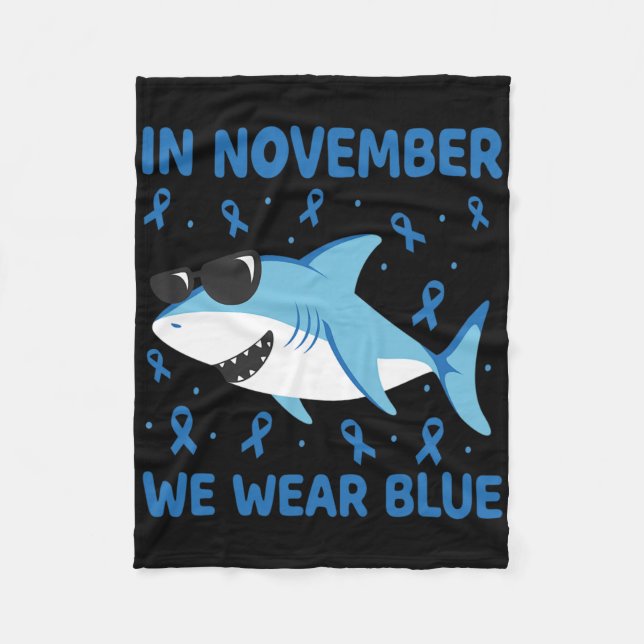 Couverture Polaire Requin En Novembre Nous Portons Bleu Diabète Garço (Devant)