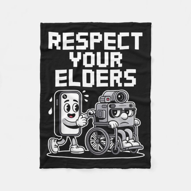 Couverture Polaire Respect Your Elders Retro Tech Camera Phone Cartoo (Devant)