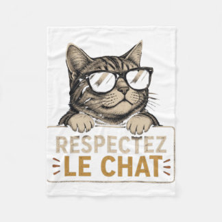 Couverture Polaire Respectez le chat – Illustration de chat à lunette