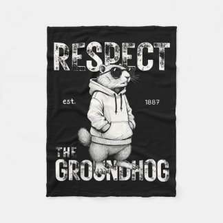 Couverture Polaire Respectez Le Marmotte Drôle Woodchuck Hommes Rétro