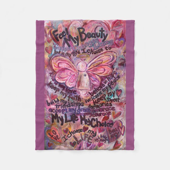 Couverture Polaire Ressentez Ma Beauté Cancer Angel Chemo Fleece Blan (Devant)