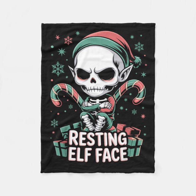Couverture Polaire Resting Elf Face Funny Christmas Cute Creepy Women (Devant)