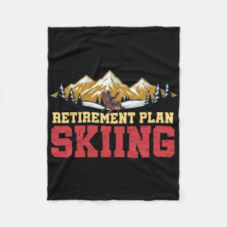Couverture Polaire Retirement Plan Skiing Vintage Sunset Retro Skier 