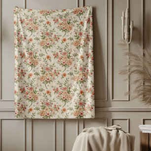 Couverture Polaire Retraite florale d'inspiration vintage chaleureuse
