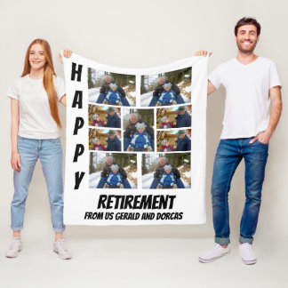 Couverture Polaire Retraite simple personnalisée 9 Photo Collage Fl