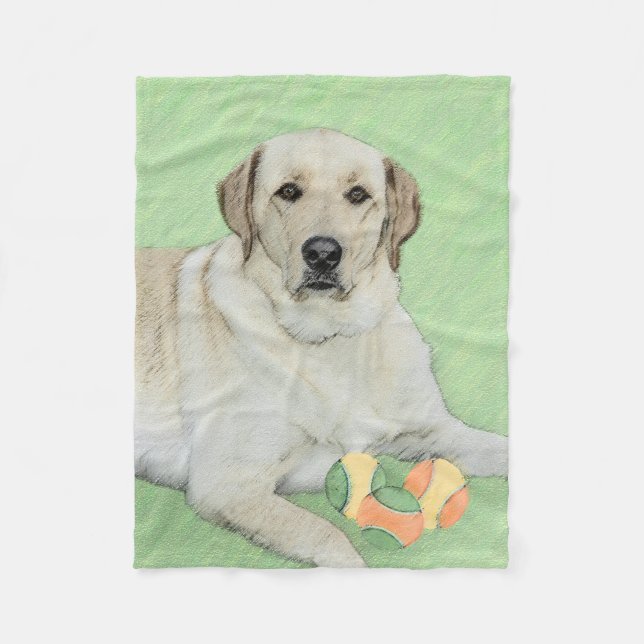 Couverture Polaire Retriever du Labrador jaune et balles de tennis Pe (Devant)