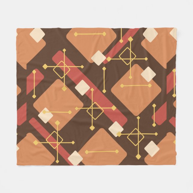 Couverture Polaire Retro 1950 Art Diamonds Brown Orange (Devant (Horizontal))