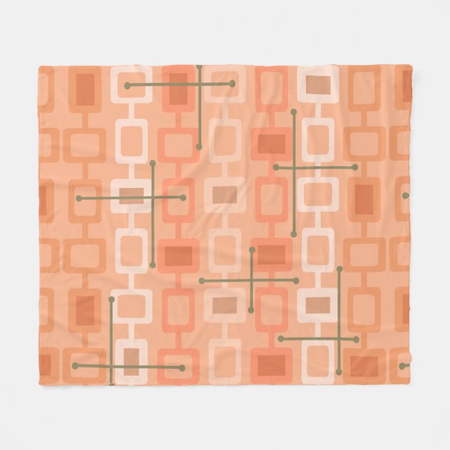 Couverture Polaire Retro 1950s Geometric Pattern Orange (Devant (Horizontal))