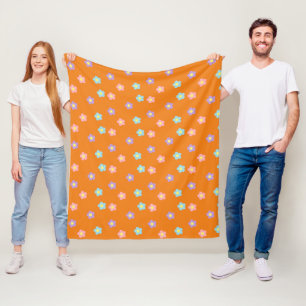 Couverture Polaire Retro 90s Y2k Pastel Fleurs Orange Dorm