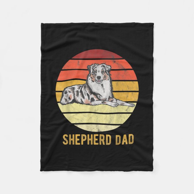 Couverture Polaire Retro Australian Dog Shepherd père de chien père d (Devant)