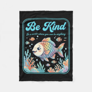 Couverture Polaire Retro Be Kind Fish Rainbow Autism Awareness SPED