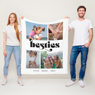 Couverture Polaire Retro Besties 4 Photo Friends Collage