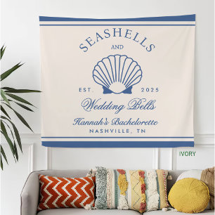 Couverture Polaire Retro Blue Coquillages & Cloches de Mariage Enterr