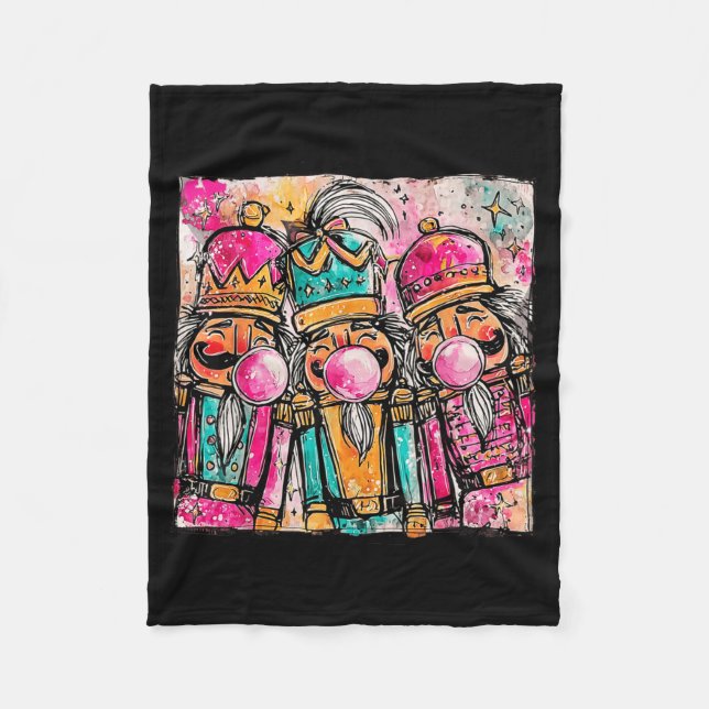 Couverture Polaire Retro Brushstroke Nutcracker Blowing Bubble Gum Ch (Devant)