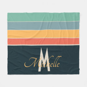 Couverture Polaire Rétro des années 70 personnalisé avec monogramme e