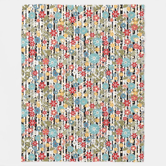 Couverture Polaire Rétro, floral rétro (Devant)