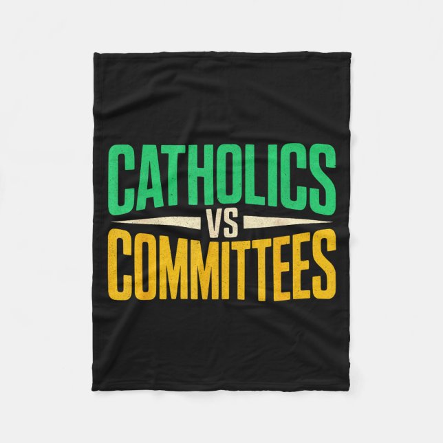 Couverture Polaire Retro Funny Trendy Sarcastic Saying Catholics Vs C (Devant)