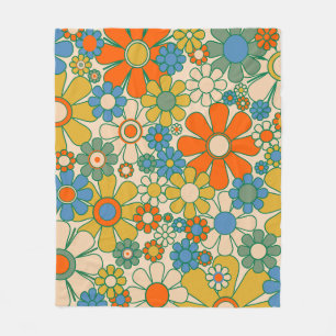 Couverture Polaire Retro Garden Floral 60s les années 70 Motif