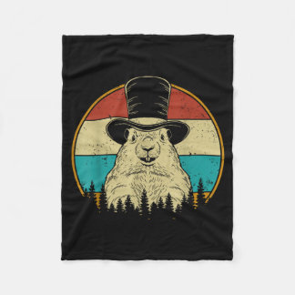 Couverture Polaire Retro Groundhog Day Cute Woodchuck Groundhog Whisp