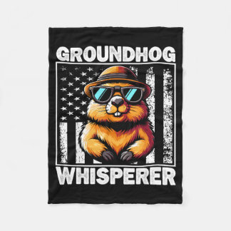 Couverture Polaire Retro Groundhog Whisperer Funny Woodchuck Groundho