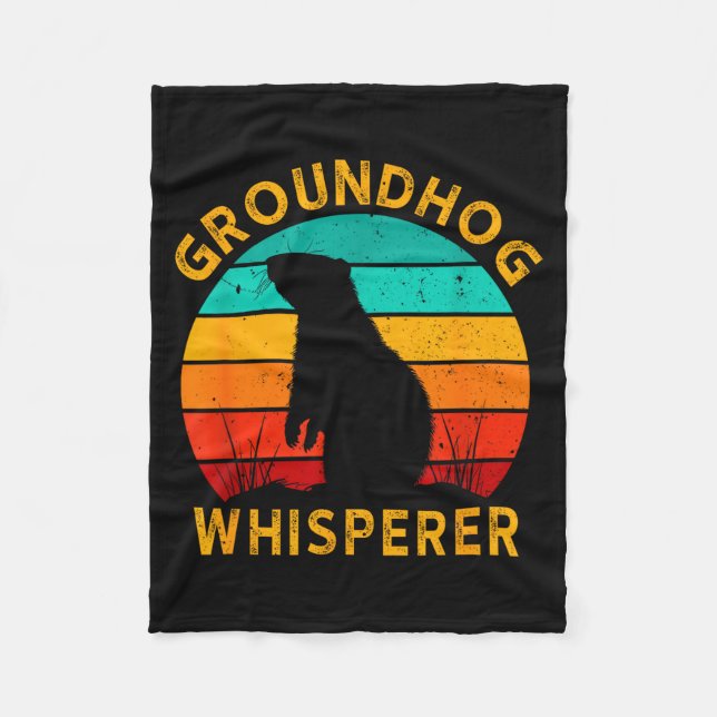 Couverture Polaire Retro Groundhog Whisperer Groundhog Day Woodchuck  (Devant)
