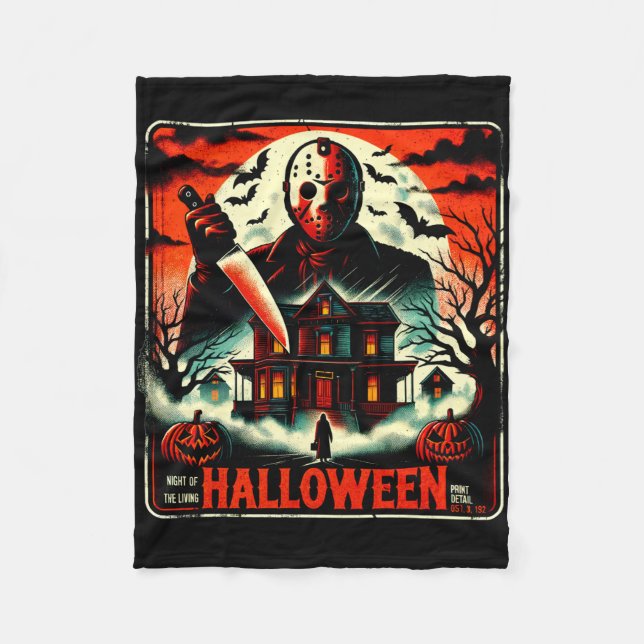Couverture Polaire Rétro Halloween Horror Night 80s Slasher Vibes (Devant)