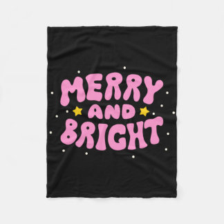 Couverture Polaire Retro Merry And Bright Holiday Design