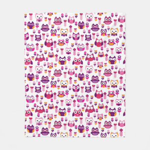 Couverture Polaire rétro motif coloré d'oiseau de hibou