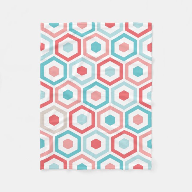 Couverture Polaire Rétro motif géométrique turquoise de corail (Devant)