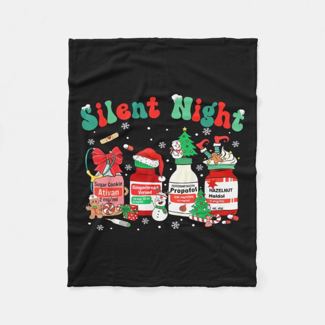 Couverture Polaire Retro Profol Silent Night Funny Christmas Nurse Wo (Devant)