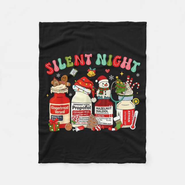 Couverture Polaire Retro Profol Silent Night Icu Nurses Funny Merry C (Devant)