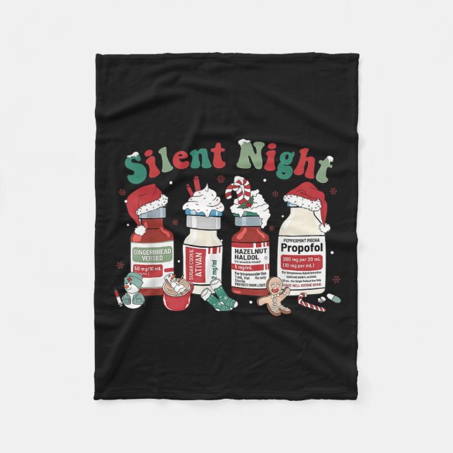 Couverture Polaire Retro Profol Silent Night Icu Nurses Funny Merry C (Devant)
