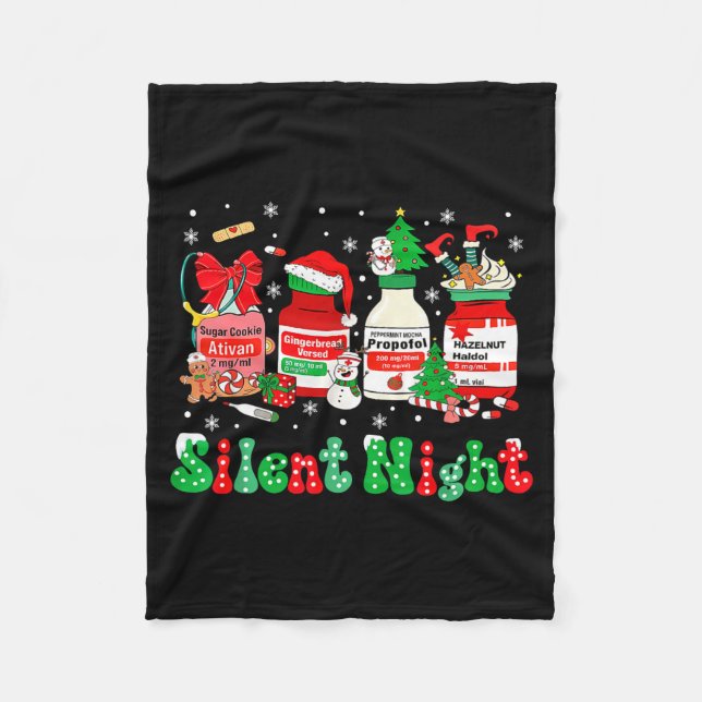 Couverture Polaire Retro Profol Silent Night Icu Nurses Funny Merry C (Devant)