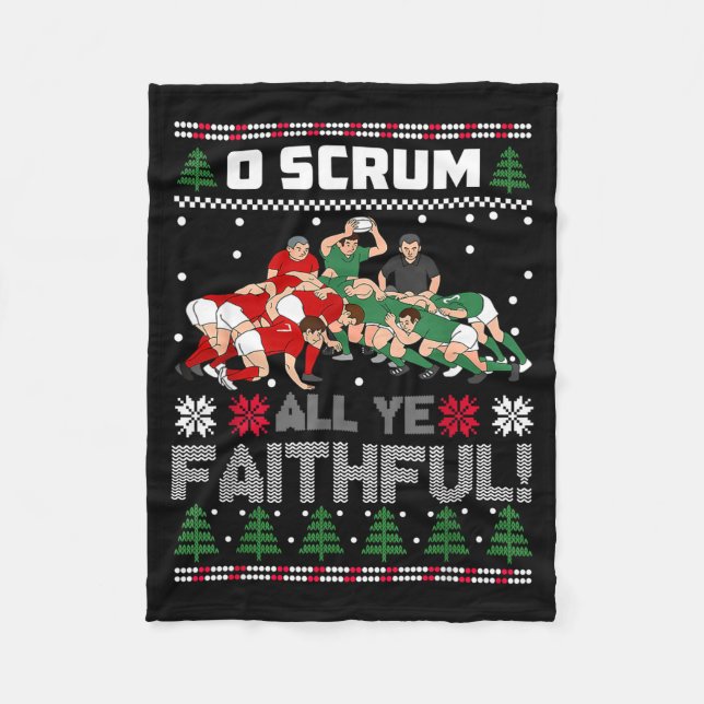 Couverture Polaire Retro Rugby O Scrum All Ye Faithful Ugly Merry Chr (Devant)