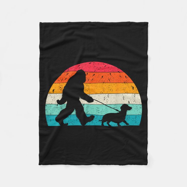 Couverture Polaire Retro Sasquatch Lover Doxie Wiener Dog Walker Bigf (Devant)