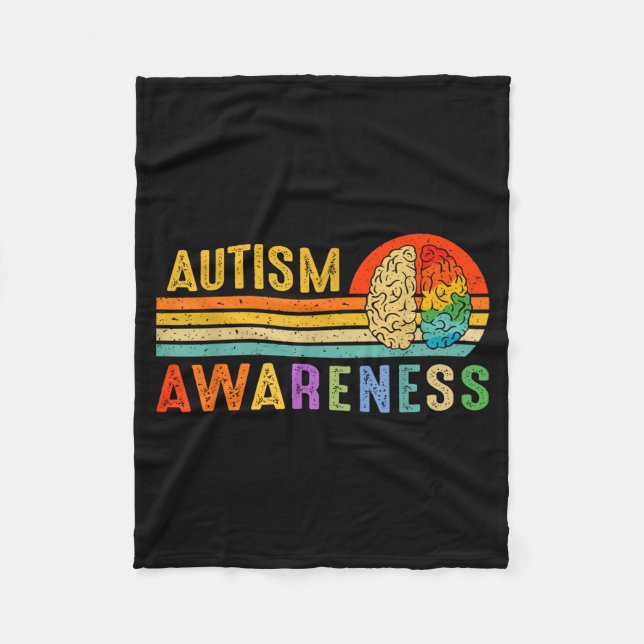 Couverture Polaire Retro Sunset Autism Awareness Neurodiversity Spect (Devant)