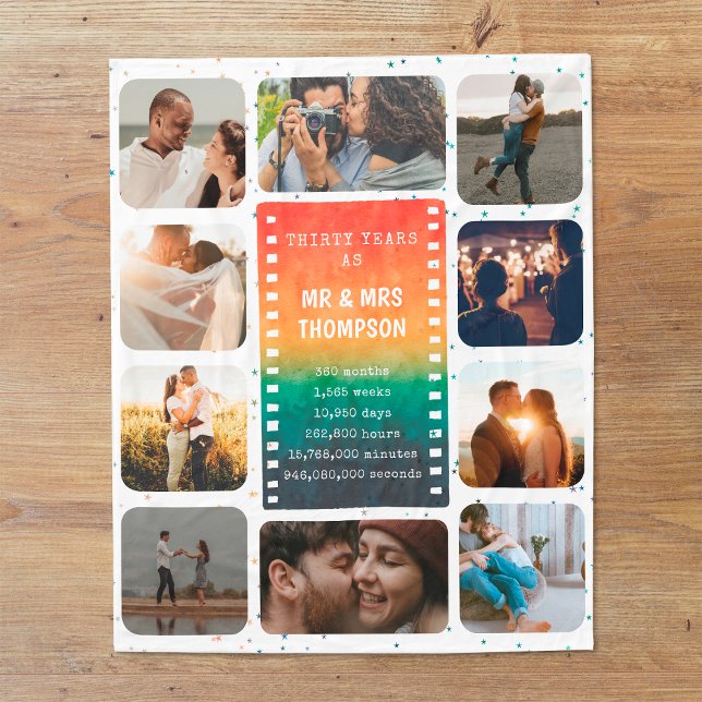 Couverture Polaire Retro Sunset Photo Mr and Mrs 30th Anniversary (Créateur téléchargé)