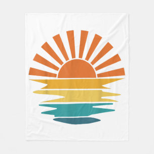Couverture Polaire Retro Sunset Rays Wavy Vintage Retro Sunshine Sun